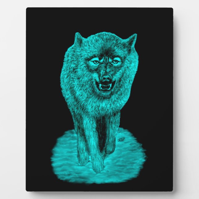 Angry Black Wolf in der Nacht Fotoplatte (Vorderseite)