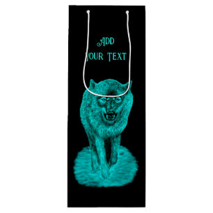 Angry Black Wolf in der Nacht Geschenktüte Für Weinflaschen