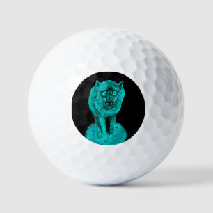 Angry Black Wolf in der Nacht Golfball