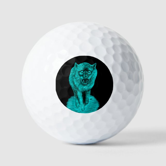 Angry Black Wolf in der Nacht Golfball (Vorderseite)