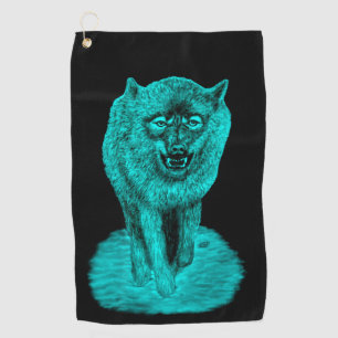 Angry Black Wolf in der Nacht Golfhandtuch
