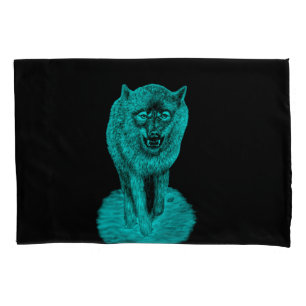 Angry Black Wolf in der Nacht Kissenbezug