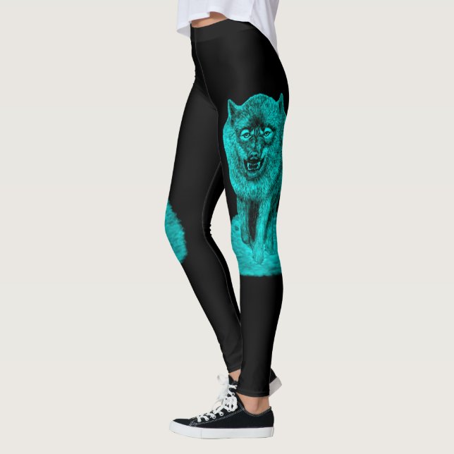 Angry Black Wolf in der Nacht Leggings (Links)