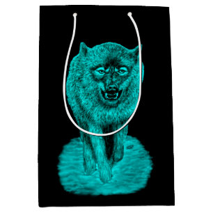 Angry Black Wolf in der Nacht Mittlere Geschenktüte