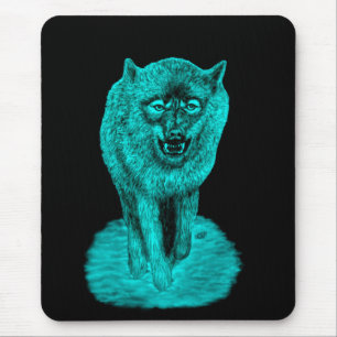 Angry Black Wolf in der Nacht Mousepad