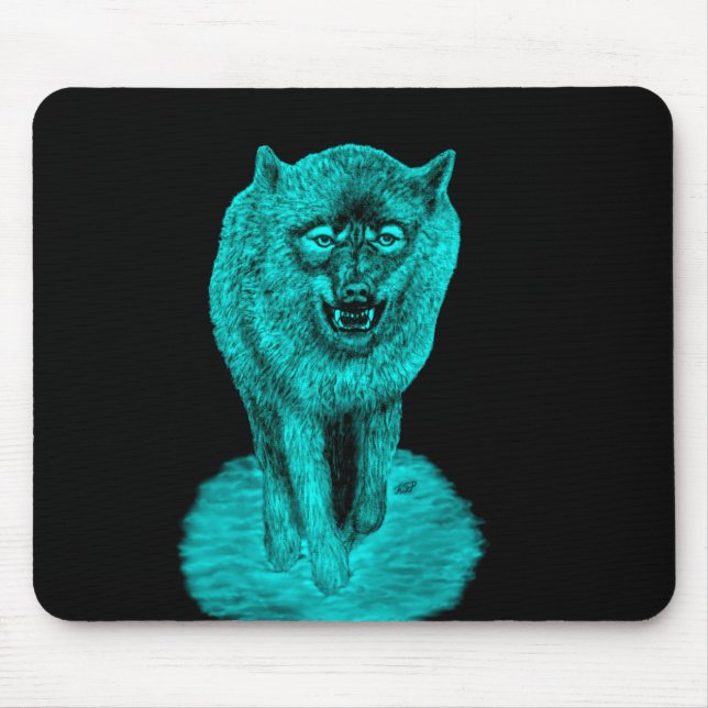 Angry Black Wolf in der Nacht Mousepad (Vorne)