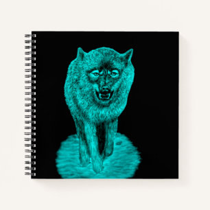Angry Black Wolf in der Nacht Notizbuch