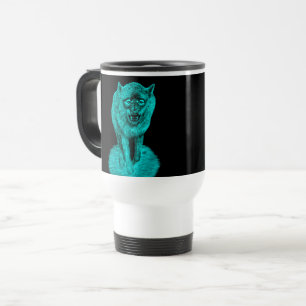 Angry Black Wolf in der Nacht Reisebecher