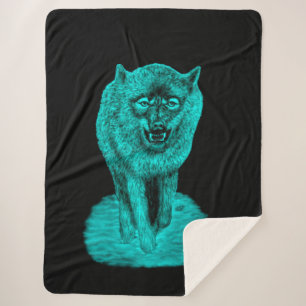 Angry Black Wolf in der Nacht Sherpadecke