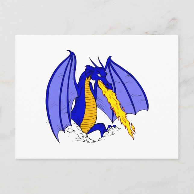 Angry Blue Fire Breather Postkarte (Vorderseite)