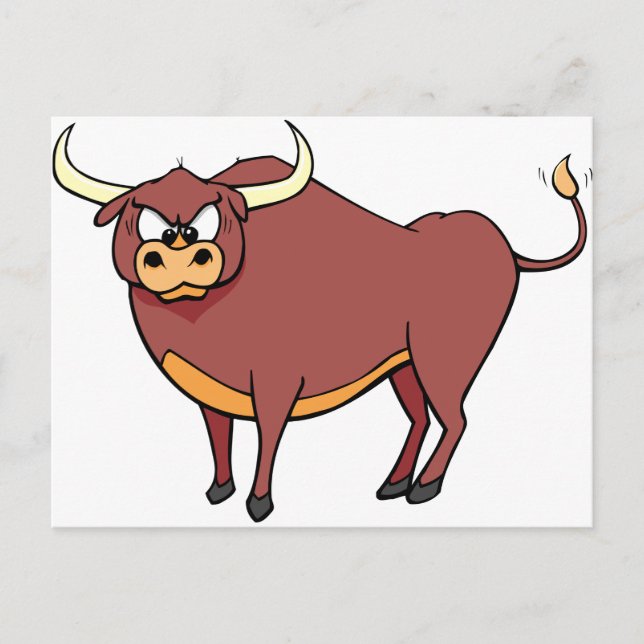 Angry Bull Cartoon Postkarte (Vorderseite)
