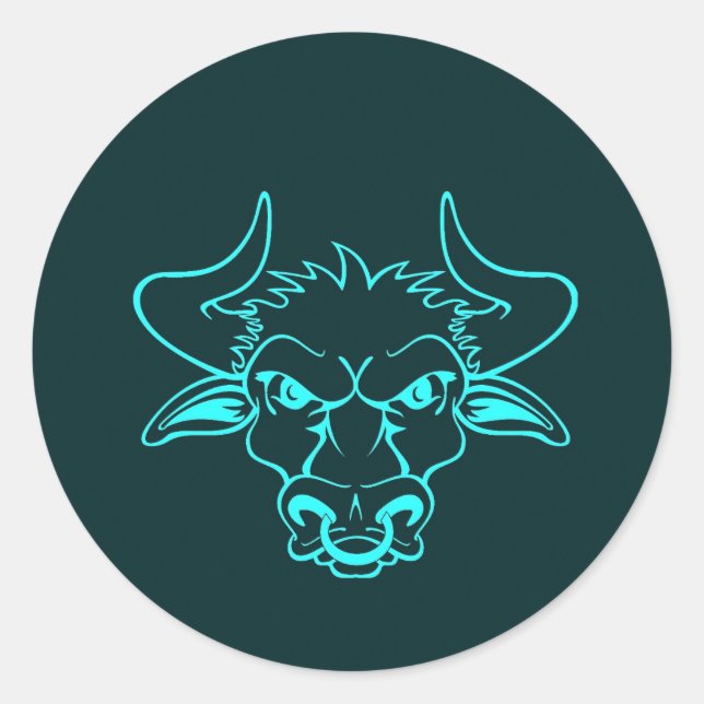 Angry bull runder aufkleber (Vorderseite)