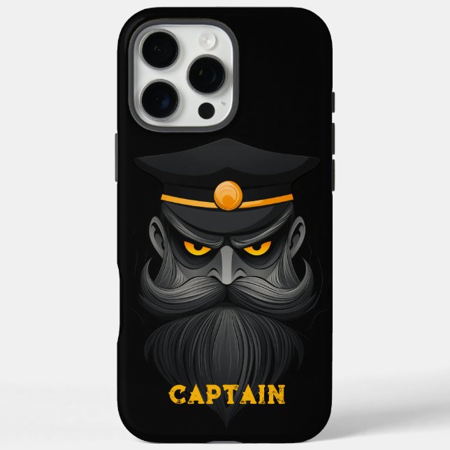 Angry Captain Black iPhone 16 Pro Max Hülle (Rückseite)