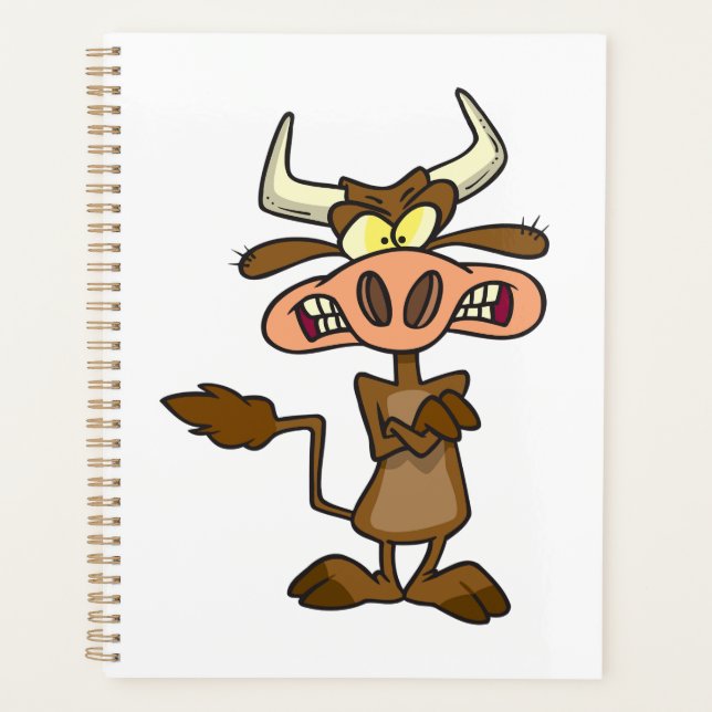 Angry Cartoon Bull Funny Grumpy Planer (Vorderseite)