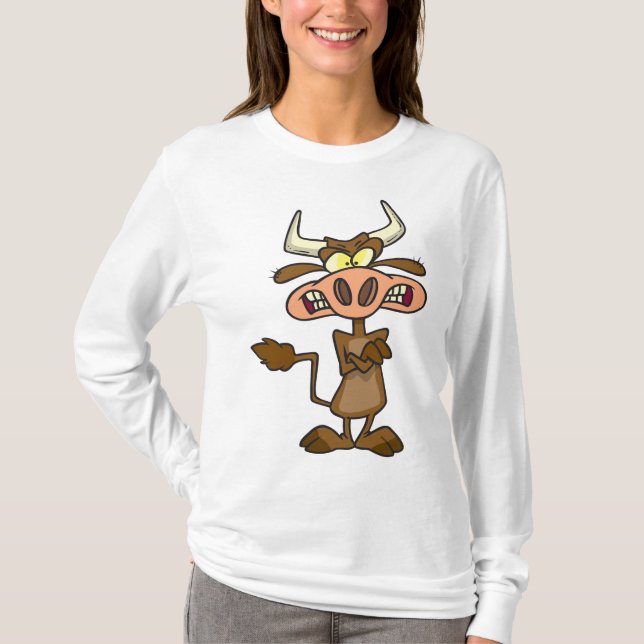 Angry Cartoon Bull Funny Grumpy T-Shirt (Vorderseite)