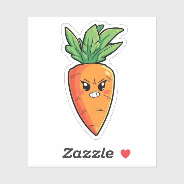 Angry Cartoon Carrot Aufkleber (Blatt)