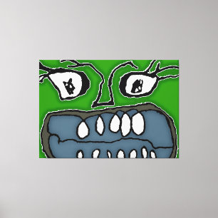 Angry Cartoon Monster Closeup Illustration Leinwanddruck