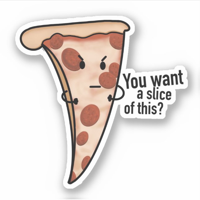 Angry Cartoon Pizza Slice Sticker (Vorderseite)