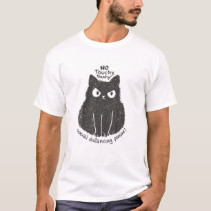 Angry Cat Animal Cartoon soziale Distanz Bitte T-Shirt