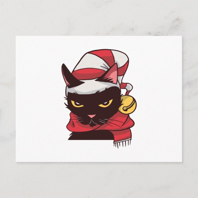 Angry Cat Christmas Postkarte (Vorderseite)