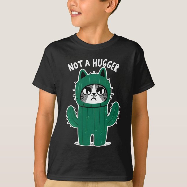 Angry Cat-Tus Funny Cat Nicht ein Hugger Junge und T-Shirt (Vorderseite)