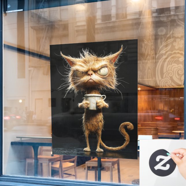Angry Cat Window Fensteraufkleber (Café-Fenster)