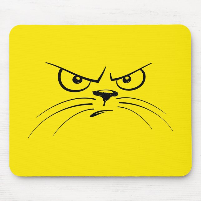 Angry Cat Yellow Face Mousepad (Vorne)