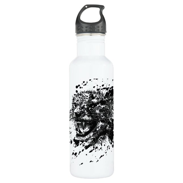 Angry Cheetah in Black Splash Pick Your Background Trinkflasche (Vorderseite)