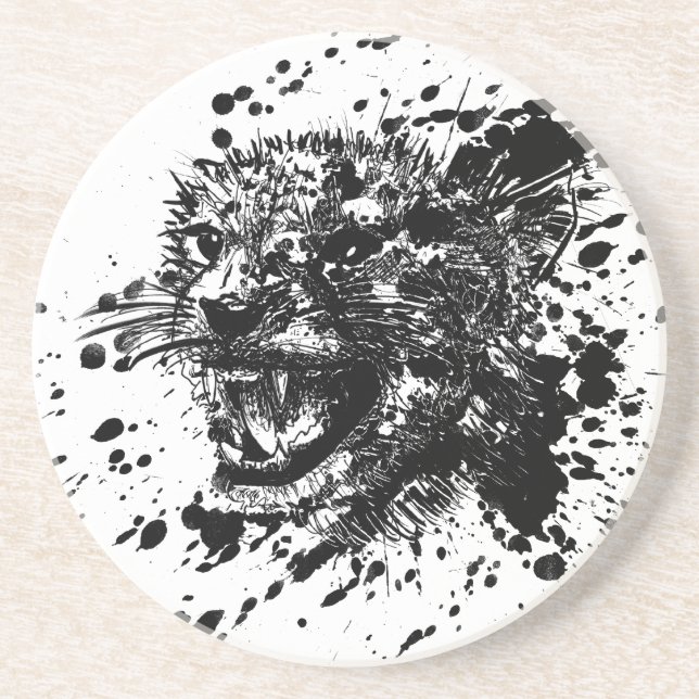 Angry Cheetah in Black Splash Pick Your Background Untersetzer (Vorne)