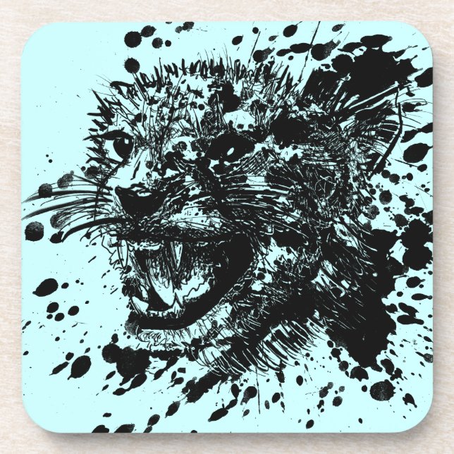 Angry Cheetah in Black Splash Pick Your Background Untersetzer (Vorderseite)