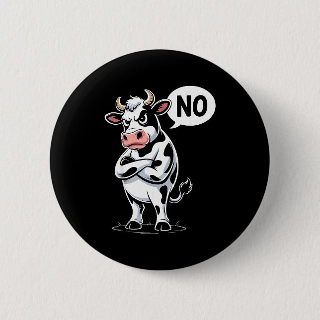 Angry Cow No - Funny Cow Lover Dairy Farmer  Button (Vorderseite)