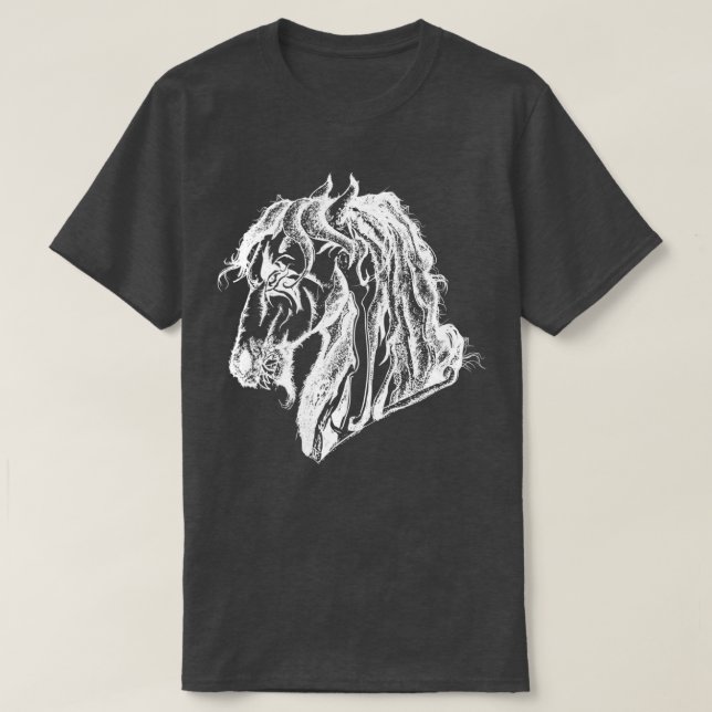 Angry Devil Horse in White T-Shirt (Design vorne)