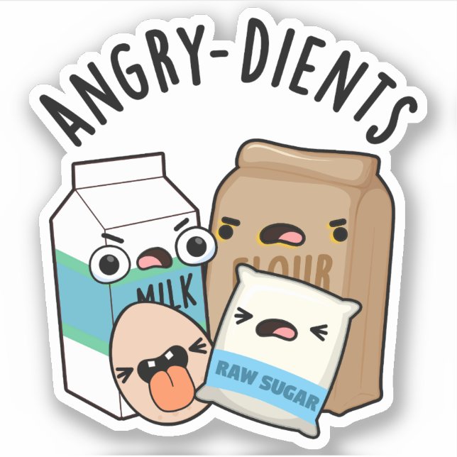 Angry-dients Funny Baking Pun Aufkleber (Vorderseite)
