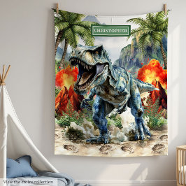 Angry Dinosaur Blanket Personalisiert mit Kinderna Fleecedecke