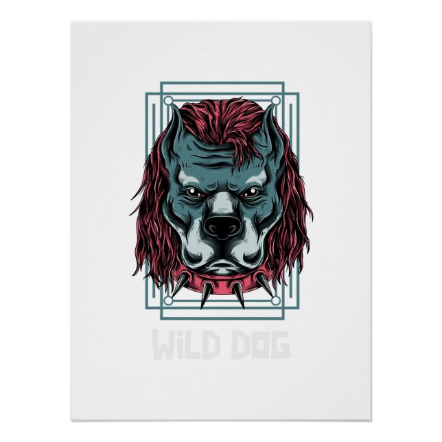 Angry Dog Logo | Spiked Collar Bulldog Artwork Poster (Vorderseite)