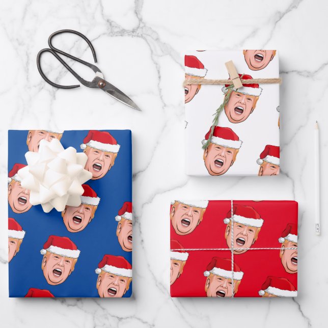 Angry Donald Trump Weihnachten Geschenkpapier Set (Vorderseite)