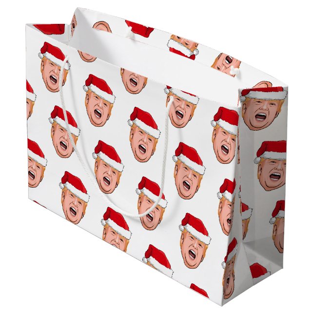 Angry Donald Trump Weihnachten Große Geschenktüte (Rückseite Schrägansicht)