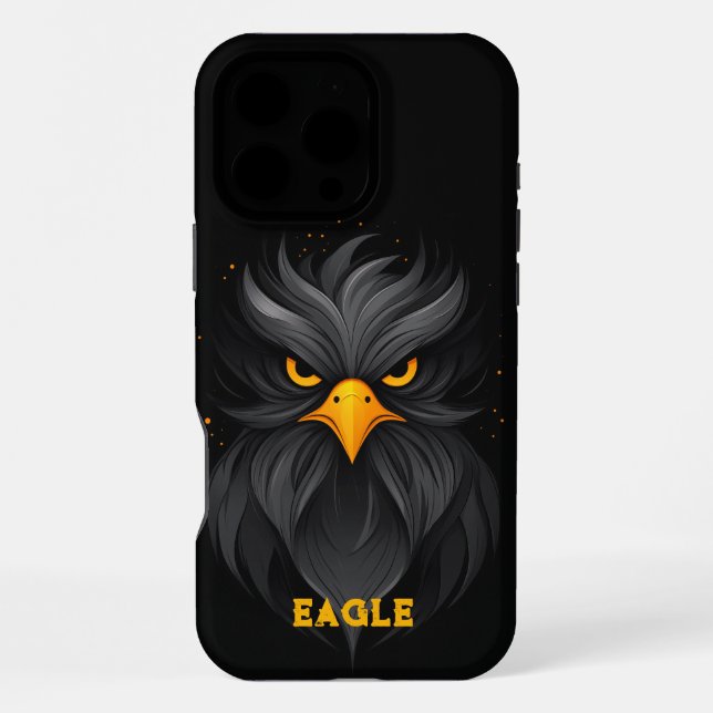 Angry Eagle Black iPhone 16 Pro Max Hülle (Rückseite)