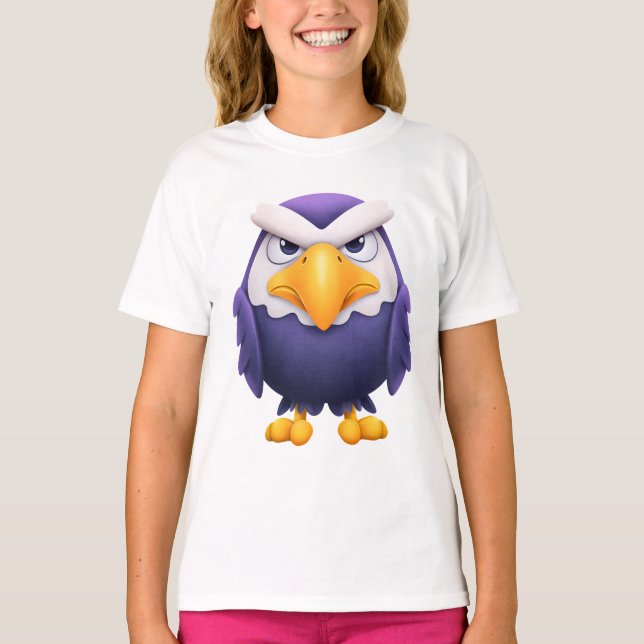 Angry Eagle Mascot – Fierce Purple cute Bird Kids T-Shirt (Vorderseite)
