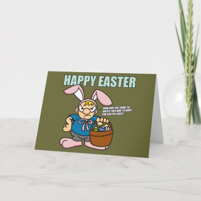 Angry Easter Boy Card Feiertagskarte (Vorderseite)