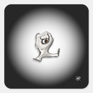 Angry ein mit Augen kleines Ding v2 Quadratischer Aufkleber