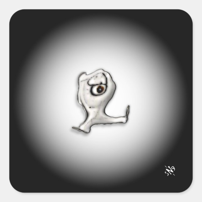 Angry ein mit Augen kleines Ding v2 Quadratischer Aufkleber (Vorderseite)