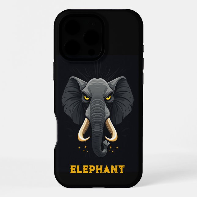Angry Elephant Black iPhone 16 Pro Max Hülle (Rückseite)