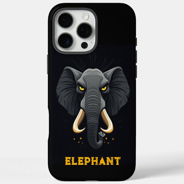 Angry Elephant Black iPhone 16 Pro Max Hülle (Rückseite)