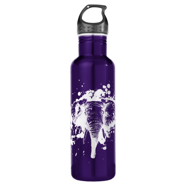 Angry Elephant in Weiß Trinkflasche (Vorderseite)