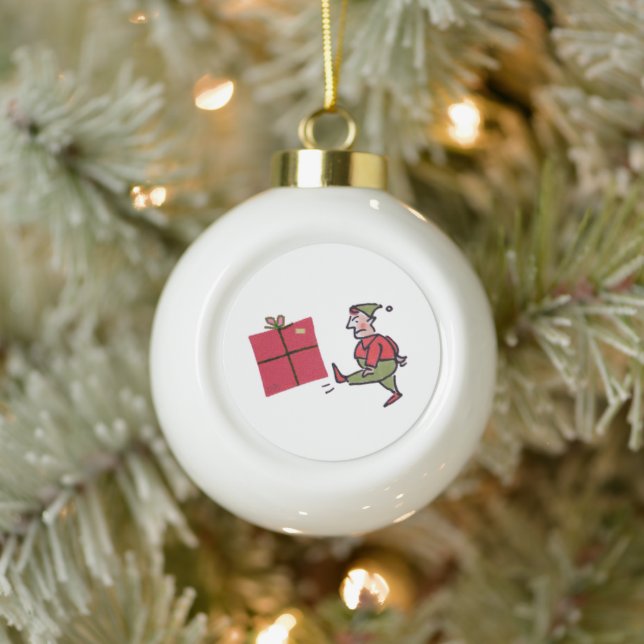 Angry Elf ceramic Christmas ball ornament (Baum)