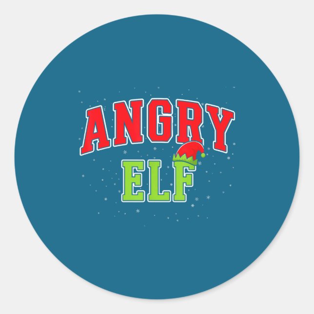 Angry Elf Christmas Family Matching Group Xmas  Runder Aufkleber (Vorderseite)