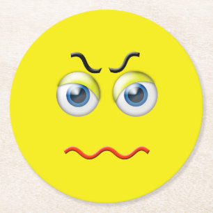 Angry Emoji Runder Pappuntersetzer