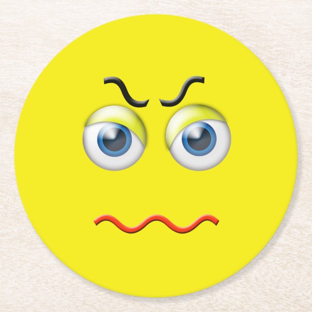 Angry Emoji Runder Pappuntersetzer (Vorderseite)