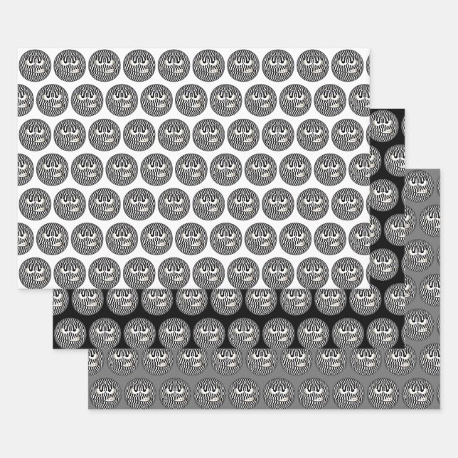 Angry Emoticon Face Tiled Muster Geschenkpapier Set (Set)
